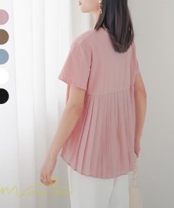 ｔシャツ・カットソー | Tシャツ レディース 春 夏 秋 Tシャツ 半袖 ブラウス かわいい プリーツTシャツ 無地 半袖 ゆったり 20代 きれいめ 40代 カットソー シンプル 韓国風 30代
