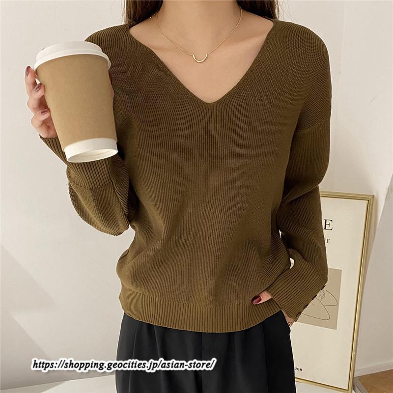 ニット・セーター | カットソー ニット レディース リブニット 長袖 秋冬 春 トップス スリム ストレッチ インナー 無地 長袖カットソー 長袖ニット 通学通勤 プルオーバー 着痩せ