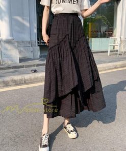 スカート | 2022年春新作 レディース ディース ボトムス チェックロング丈 ウエストゴム チェック柄 春 カジュアル 夏 不規則 20代30代40代 通勤通学