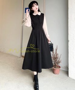 マキシ | ドッキングワンピース レイヤード風ワンピース ロングワンピース Aラインワンピース フェイク 切り替え 秋 レディース 30代40代50代 長袖ワンピ ワンピ