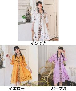 ミニ丈 | ワンピース レディース 夏 秋 ひざ上 カジュアル 大人 20代 30代 40代 50代 ママ 母 OL 謝恩会 食事会 個性的 民族風 三色展開 海外セレブ 女子会 上品