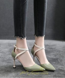 パンプス | ハイヒール ポインテッドトゥ ヒール5cm7cm8.5cm パーティー フォーマル ストラップ ピンヒール 結婚式 パーティ ベージュ 黒 ブラック 緑 グリーン