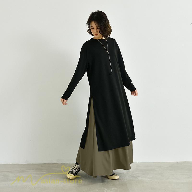 セットアップ | ワンピース 秋スカート レディース 秋物 ロングワンピース ロングスカート フリーサイズ 2点セット 着回し ウエストゴム 可愛い ゆったり 無地