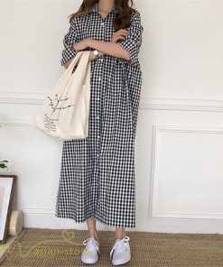 マキシ | ワンピース シャツワンピース チェック柄 可愛い マキシワンピース レディース 5分袖 春 夏 秋 20代 30代 着痩せ Aラインワンピース フリーサイズ 40代 50代
