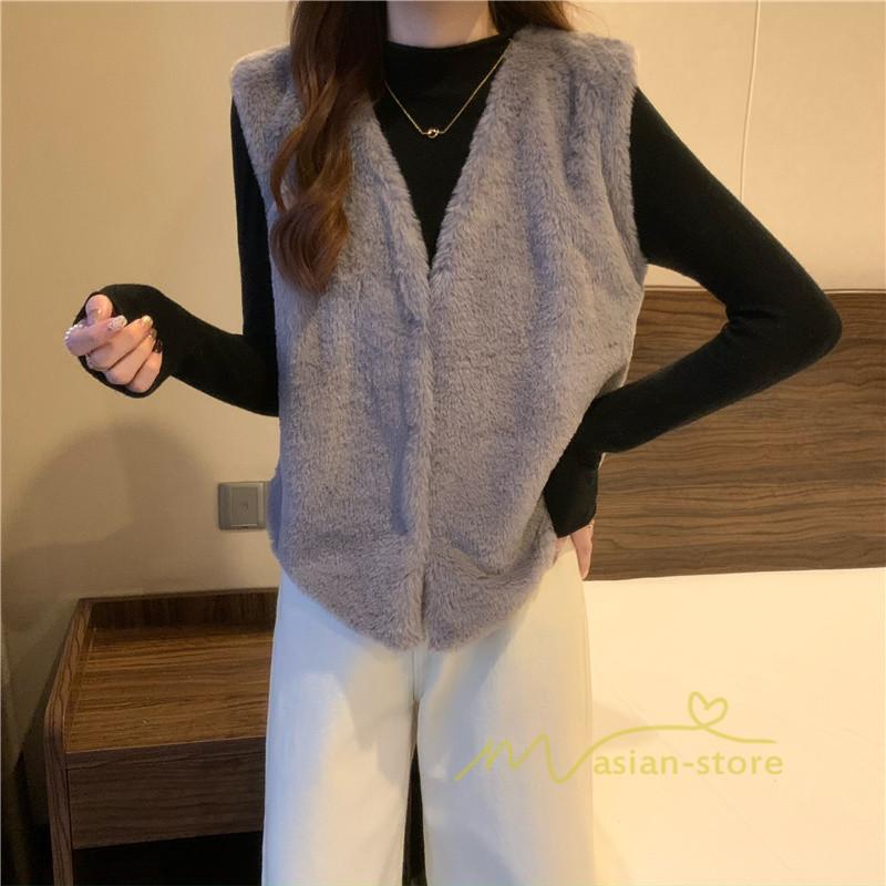 ベスト | ファーレディース 秋冬 ショート丈 アウター ジレ 羽織り 前開き ボタン カーディガン 袖なし 送料無料 コーデ フェイクファー ノーカラー