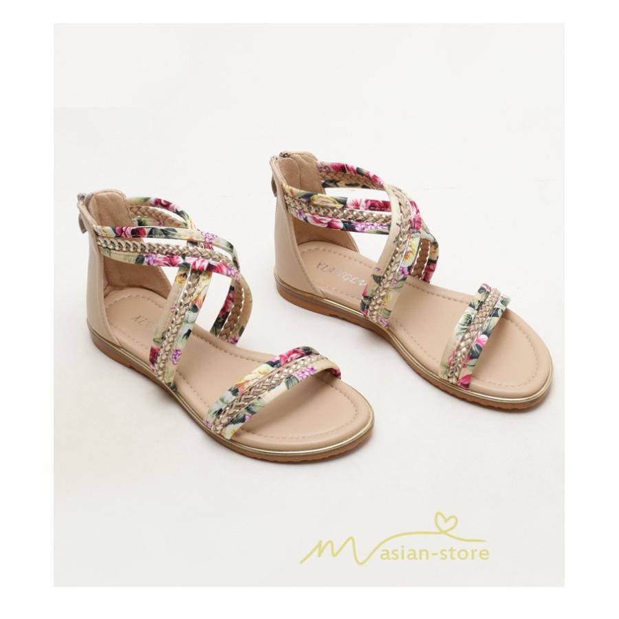 サンダル ミュール | サンダル レディース 歩きやすい ウェッジソール バックファスナー ローヒール フラットサンダル 2021年夏 ぺたんこサンダル ストラップサンダル 歩きやすい