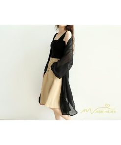 カーディガン | レディース ロングライトアウター 無地 羽織り UV対策 日焼け パフスリーブ 可愛い 20代30代 女の子 夏服 透け感 冷感