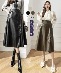 スカート | ロング秋冬 レディース フレア Aライン スリット 上品 フェミニン レザーかっこいい 通勤 OL キレイめ オフィス カジュアル