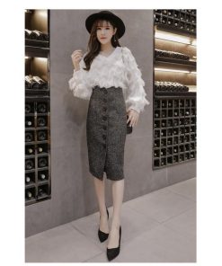 在庫ある | 短納期巻きスカート タイトスカート ハイウエスト 膝下丈スカート ビジネススカート フォーマルオフィス ラシャスカート エレガント OL 通勤 着痩せ フェミニン