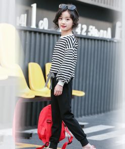 （子供）その他 | 長袖Ｔシャツ 女の子 秋 トップス セットアップ シンプル カットソー ボーダー柄 綿 おしゃれ 子供服 キッズ 洋服