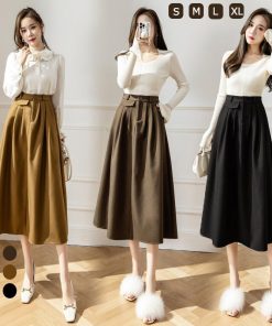 スカート | レディース ロング フレア Aライン 秋冬 ミモレ ハイウエスト 体型カバー キレイめ オシャレ フェミニン 可愛い お出かけ 着痩せ OL 通勤 通学