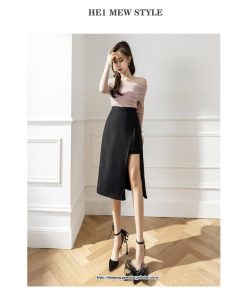 スカート | ロングレディース ボトムス  ロング 秋冬 40代 50代 コーデ 送料無料 スリット 着痩せ 韓国ファッション Aライン セクシー ハイウエスト