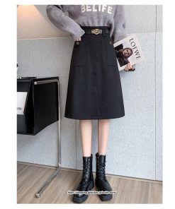 スカート | ミモレ丈 ひざ丈 レディース スリット リゾート 体型カバー 着痩せ Aライン 上品 2022新作 オシャレ キレイめ 韓国風 ポケット 秋冬