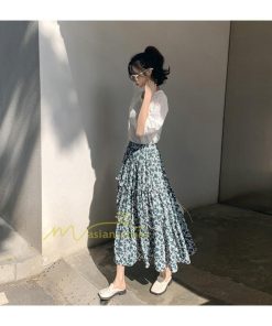 スカート | フレアロング レディース シフォンシフォン マキシマキシ 無地 体型カバー ウエストゴム マキシ丈 ひざ下 花柄 上品 膝下