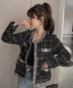 ジャケット・ブルゾン | ツイード風 ジャケット レディース韓国風