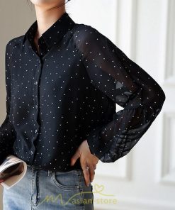 シャツ・ブラウス | ブラウス レディース きれいめ 40代 春秋新作 オシャレブラウス シャツ 長袖トップス Vネックブラウス 大人 シャツ30代 ゆったり 通勤 50代 ドット柄