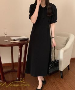 マキシ | ワンピース レディース 半袖 シャツワンピース ロングワンピース 無地 半袖ワンピース シンプル 春 夏 秋 グレー かわいい ブラック フリーサイズ 2色