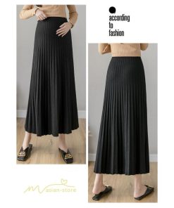 スカート | マタニティプリーツ レディース 秋 冬 コーデ Aライン 可愛い 妊婦服 産前 産後 ウエスト調整 上品 マタニティウェア ロング丈 体型カバー