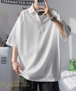 Tシャツ | ポロシャツ メンズ シャツ トップス 半袖 無地 シンプル カジュアル 夏新作 大きいサイズ 黒 白 ゆったり サマーシャツ ファスナー 大きいサイズ 体型カバー