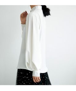 シャツ・ブラウス | 長袖ブラウス レディースシャツ トップス 無地 可愛い シフォンシャツ 春物 夏服 羽織り 前開き ボタン パフスリーブ 発表会 20代30代40代 大人 オフィス