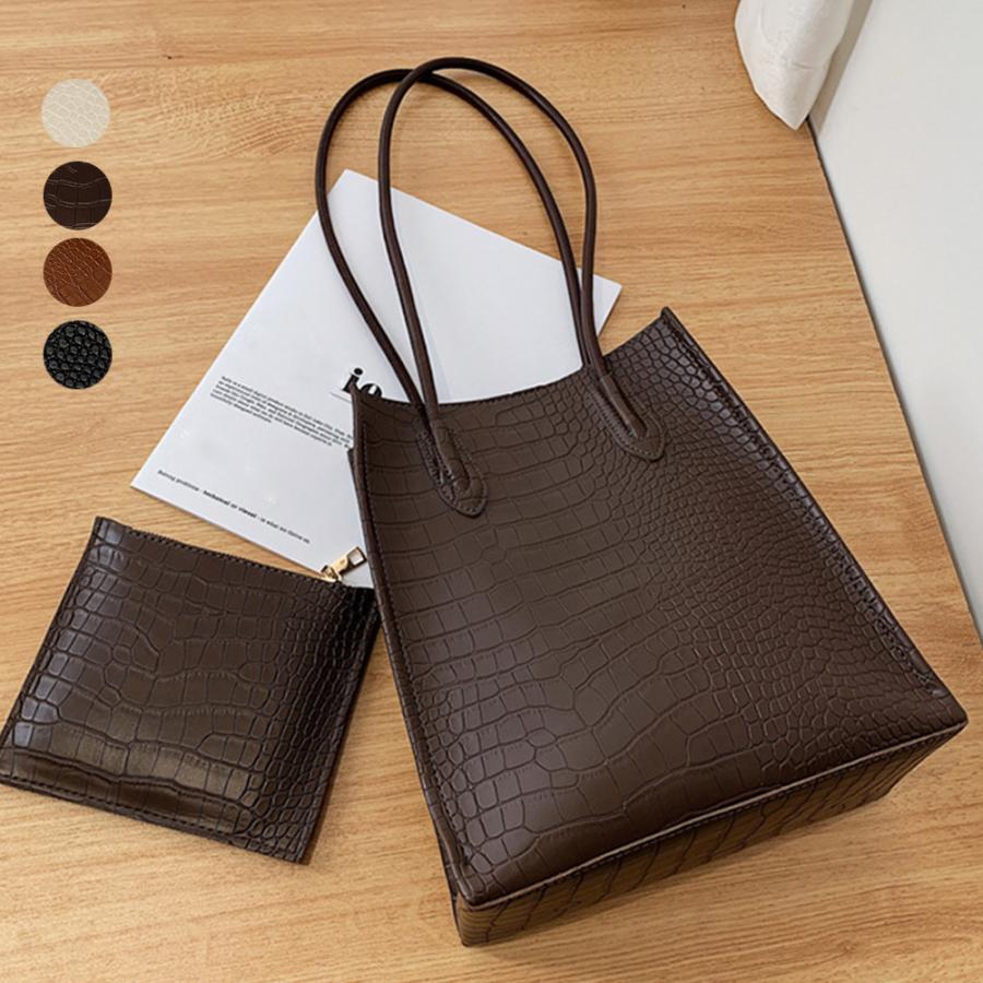 トートバッグ | ポーチ付き クロコダイル柄