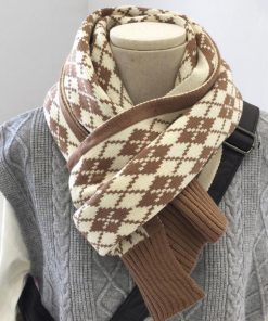 マフラー | アーガイル柄 ニットレトロ風