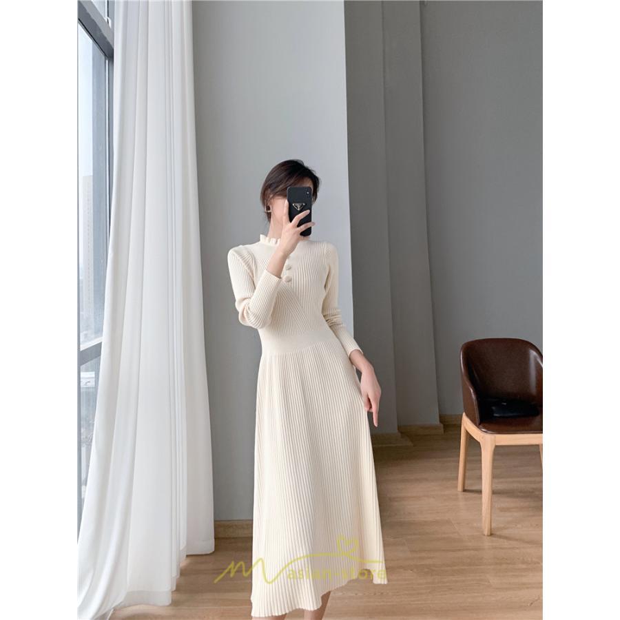 ニットワンピース | レディース 冬 きれいめ ロング おしゃれ 秋冬 長袖 送料無料 可愛い 着痩せ Aライン 20代30代40代50代 韓国風 ハイネック