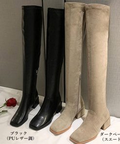 ニーハイブーツ | スクエアトゥ 美脚ブーツ