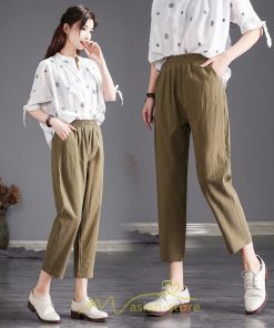 チノ・テーパード・ジョガー・スキニーパン | テーパードパンツ ウエストゴム レディース 大きいサイズ 春夏秋 30代 40代 楽ちん ボトムス 20代 50代 リネン風 パンツ 麻綿風 九分丈 チノパンツ ズボン