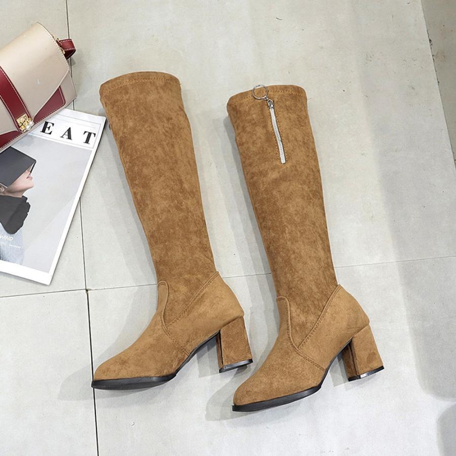 ムートンブーツ | ジョッキーブーツ 秋冬 美脚 ハイヒール レディース ニーハイブーツ ロング丈ブーツ