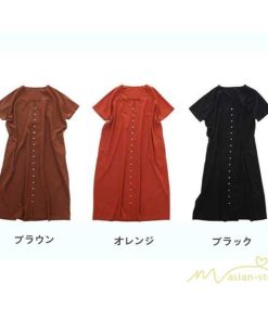 マキシ | ワンピース 五分袖 ロングワンピース レディース 秋物 夏 羽織り ゆったり 大きめ ポケット Aラインワンピース 30代40代50代 無地 可愛い 落ち感 Vネック 大人