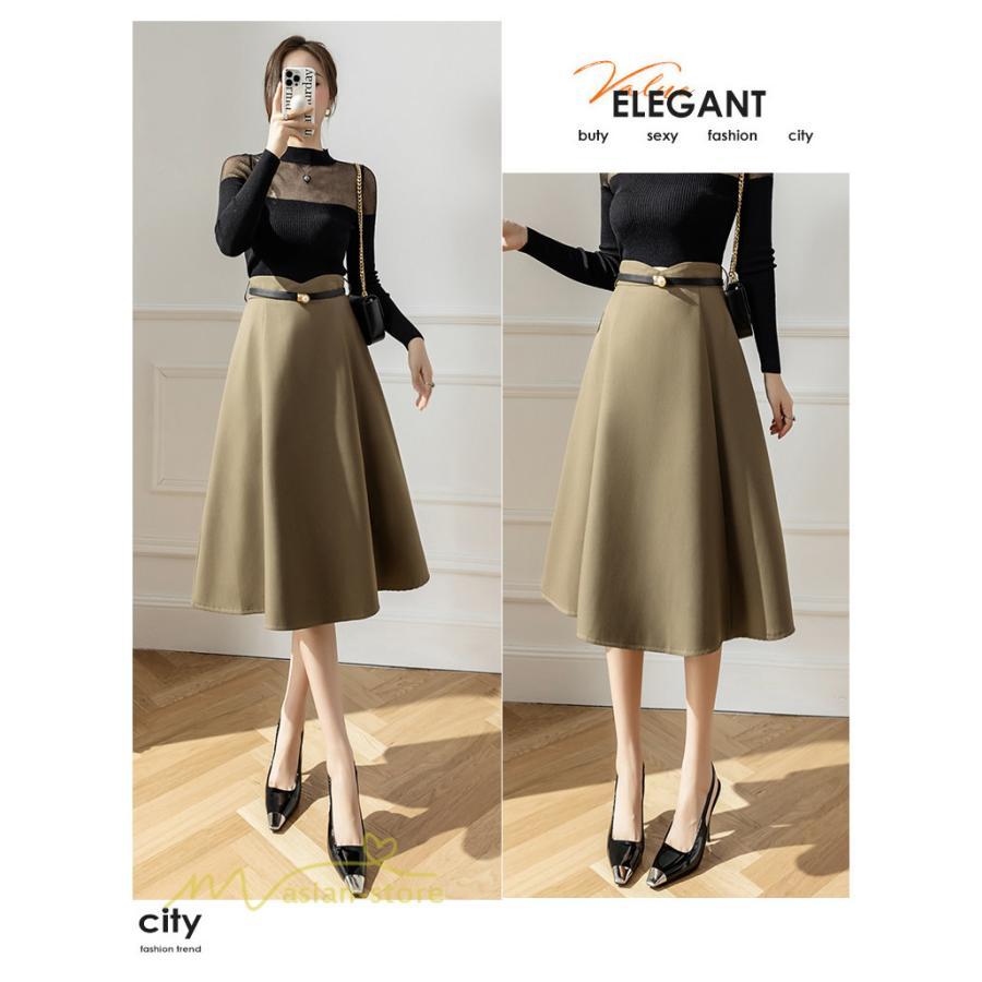 スカート | Aラインレディース 着痩せ 大人 カジュアル 秋冬コーデ 無地 40代 50代 大きいサイズ ひざ丈 膝丈 20代 ハイウエスト きれいめ 30代 大人