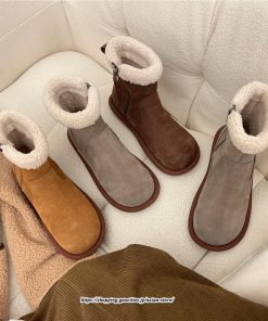 ブーツ | ムートンレディース ショートムートン 靴 防寒 冬物 フラットヒール 痛くない 防滑 ふわふわ もこもこ 履きやすい 歩きやすい 暖かい