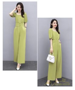 セットアップ | スーツ レディース 半袖 ブラウス パンツ 2点セット 上下 ロングパンツ ワイドパンツ ボトムス 大きいサイズ カジュアル レディース ゆったり