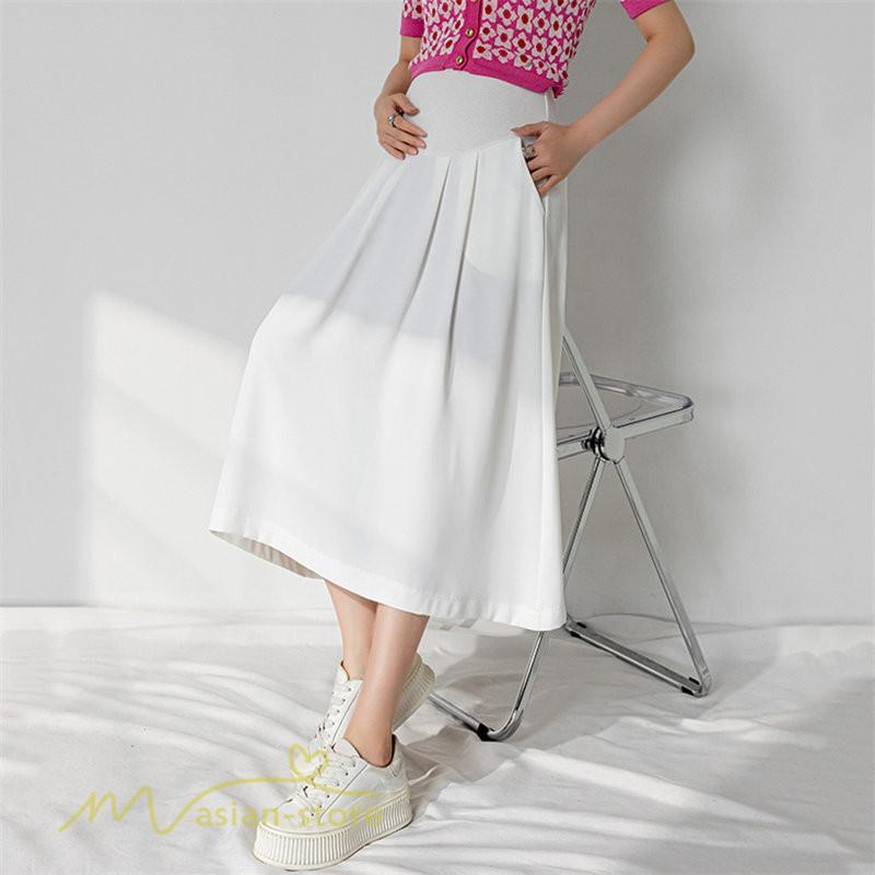 スカート | マタニティAライン マタニティウェア 春 夏 秋 無地 Aラインマタニティ 妊婦 ひざ下丈 ウエスト調整 着痩せ ゆったり 送料無料