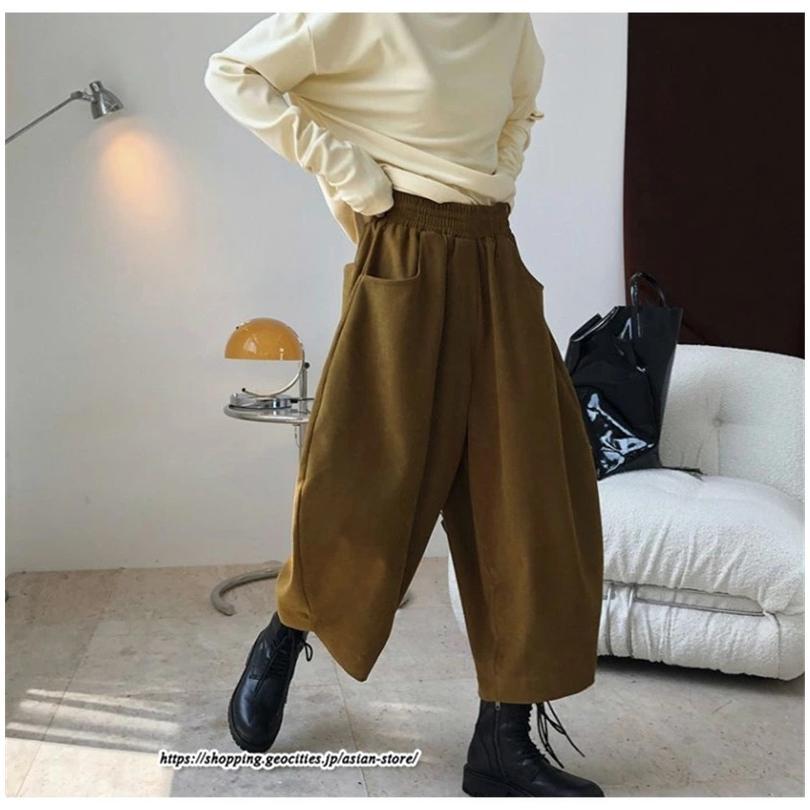 ワイドパンツ | バルーンパンツ コクーンパンツ パンツ ボトムス レディース 夏秋物 ロングパンツ 九分丈 ウエストゴム 通学通勤 20代50代 無地 大人 ボールパンツ