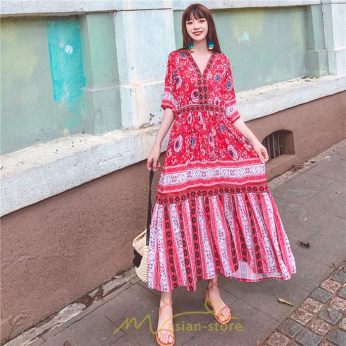 マキシ | ワンピース ロングワンピース エスニックワンピース コットン リゾートワンピース ワンピ 半袖 大人 夏 ゆったり リゾート お出かけ 普段使い きれいめ