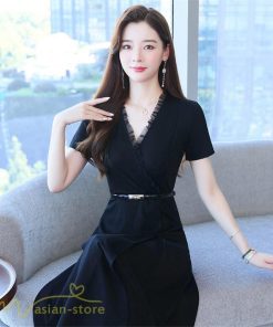 ミディアム | Aラインワンピース ワンピース レディース 着痩せ 無地 半袖 Vネック ひざ丈 ミディアムワンピース カジュアル おしゃれ 30代 20代 上品 大きいサイズ 40代