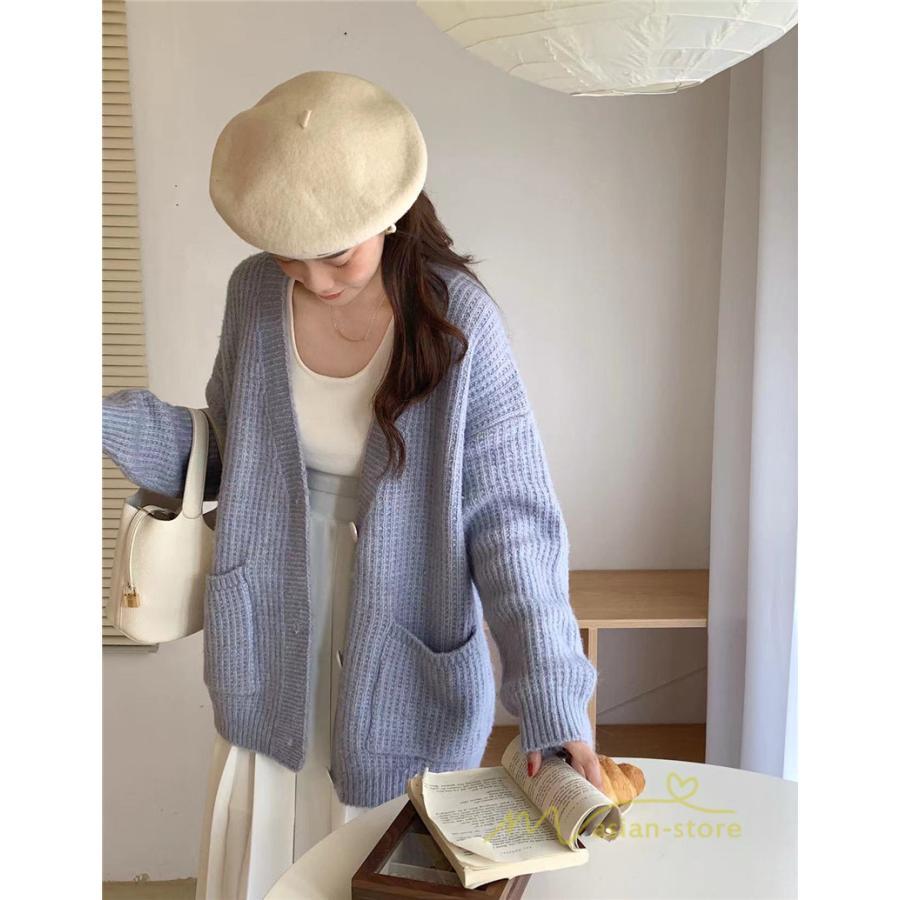 カーディガン | ニットフロントボタン レディース 2way 羽織り 秋冬 アウター ニットアウター セーター 長袖 トップス 通学通勤 20代30代 ゆったり ポケット