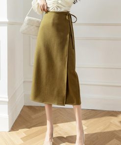 ロングスカート | ラップロングスカートスリット巻きスカート