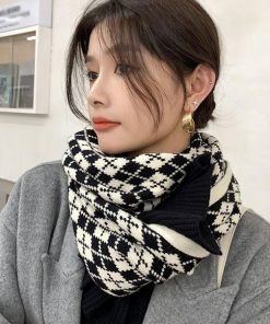 マフラー | アーガイル柄 ニットレトロ風