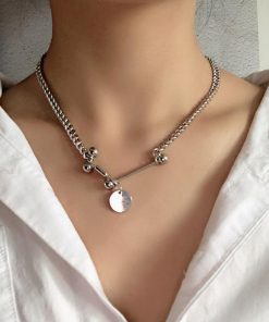 ネックレス | 首飾り ストリート チェーンチョーカー アクセサリー ショート ダンベル シルバー レディース ペンダント