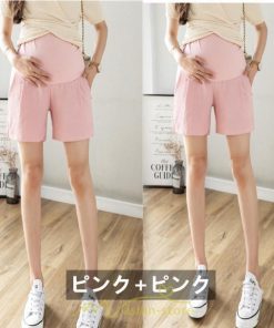 パンツ レギンス | マタニティパンツ ショートパンツ 2点セット 綿麻 調整可 腹包み 妊婦 妊娠 パンツ 短パン マタニティウェア ママ 夏服 涼感 無地