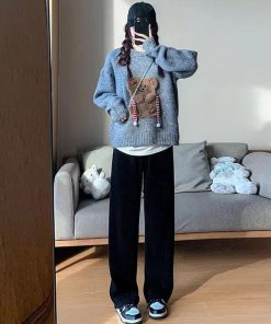 ワイドパンツ | レディース韓国ニットパンツ