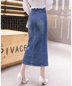 スカート | デニムマーメイド ロング上品 スタイリッシュ ボトムス オシャレ 細身 タイトハイウエスト 夏コーデ 春秋コーデ ハイストレッチ