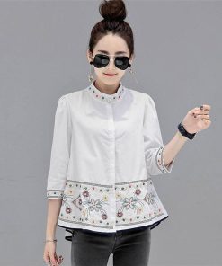 シャツ・ブラウス | シャツ ブラウス レデイース 刺繍 花柄 トップス ファッション シンプル デイリーコーデ エスニック トレンド お出かけ フェミニン エレガント カジュアル