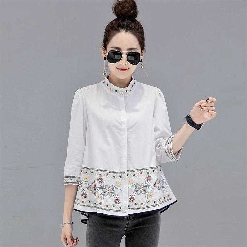 シャツ・ブラウス | シャツ ブラウス レデイース 刺繍 花柄 トップス ファッション シンプル デイリーコーデ エスニック トレンド お出かけ フェミニン エレガント カジュアル