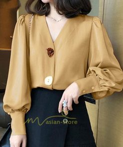 シャツ・ブラウス | シャツブラウス レディース シャツ トップス とろみシャツ 長袖 ブラウス 無地 Vネック オシャレ 着痩せ 通勤 30代 40代 20代 バルーンスリーブ OL フォーマル