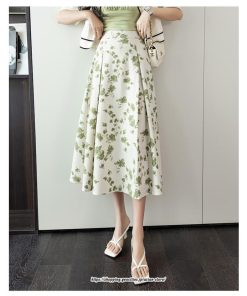 スカート | レディース ロングハイウエスト Aライン 花柄 秋 冬 ボトムス カジュアル 大人 可愛い お出かけ デイリー フェミニン おしゃれ きれいめ
