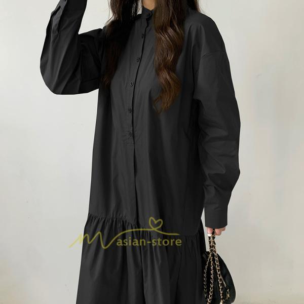 マキシ | シャツワンピース ワンピース 秋 春 レディース ロングワンピース 長袖 ロング丈 マキシ丈 体型カバー 無地 ゆったり 着痩せ 30代 40代 カジュアル 50代 夏物